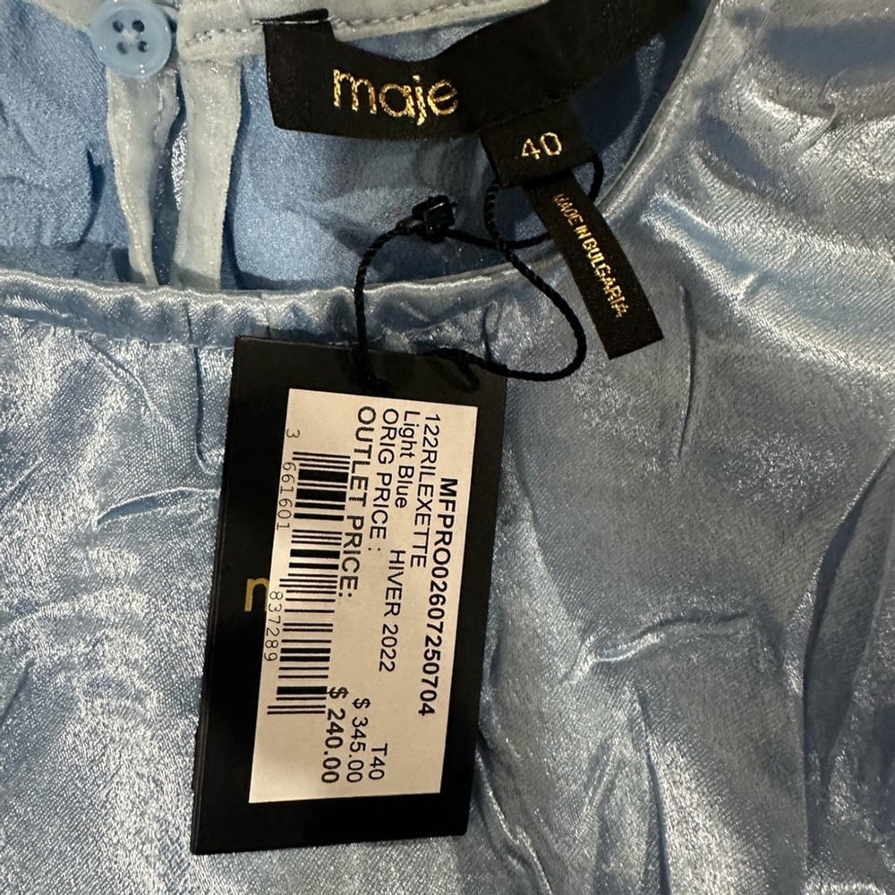 Maje Elegant Blue Satin Dress size 8 - Picture 4 of 4